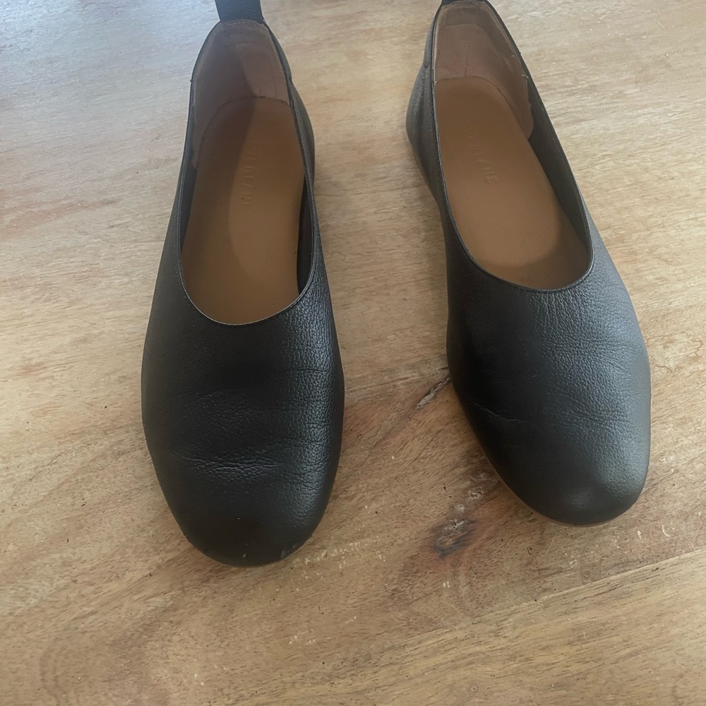 Black Leather Slip-On Shoes